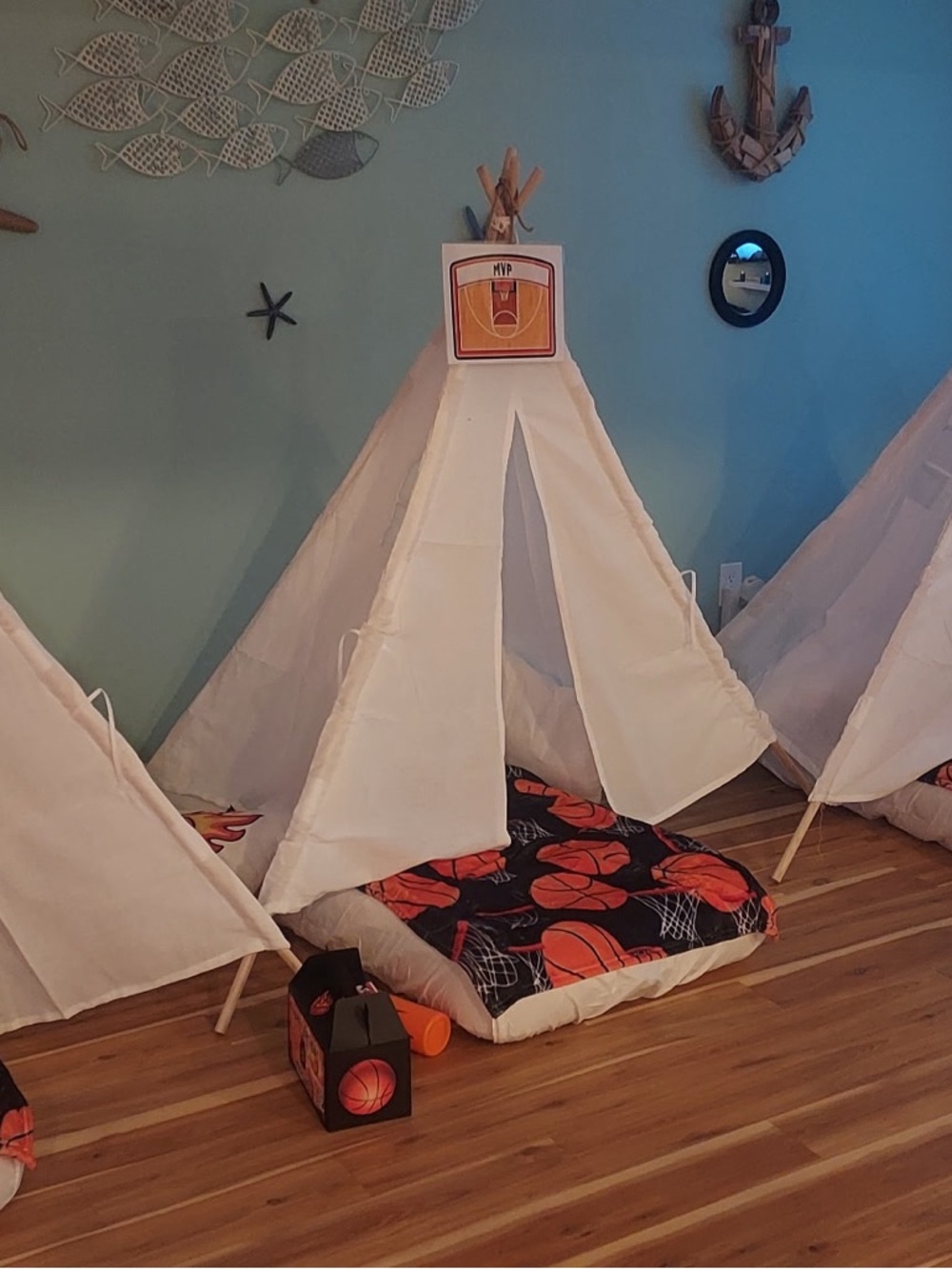 White Kids Tents and mini air mattresses